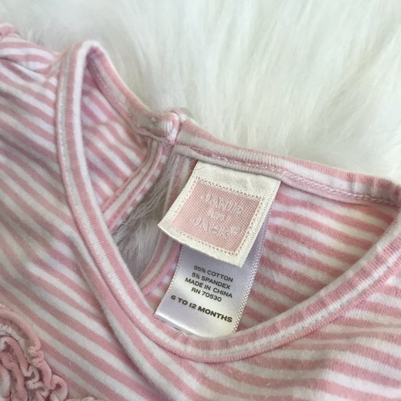 Janie & Jack Striped Heart Dress Set Bloomer 6-12M - Picture 3 of 5